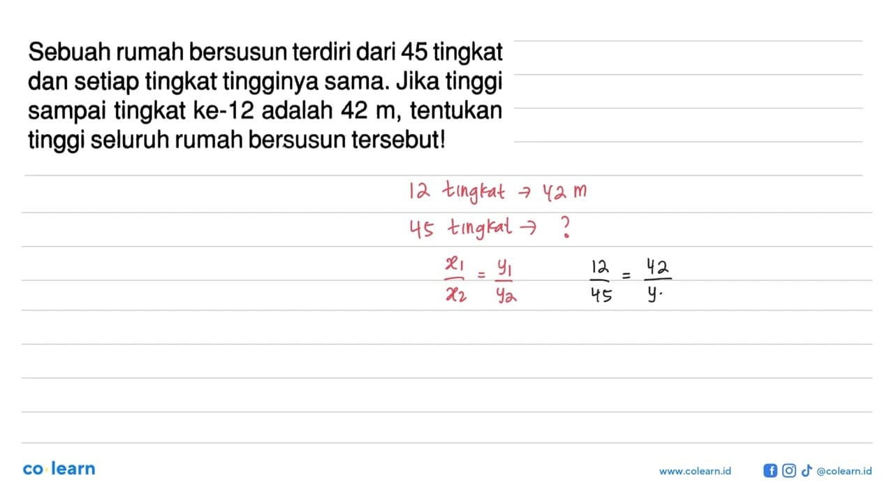 Sebuah rumah bersusun terdiri dari 45 tingkat dan setiap