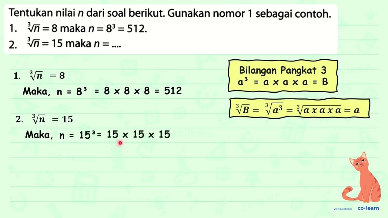 Tentukan nilai n dari soal berikut. Gunakan nomor 1 sebagai