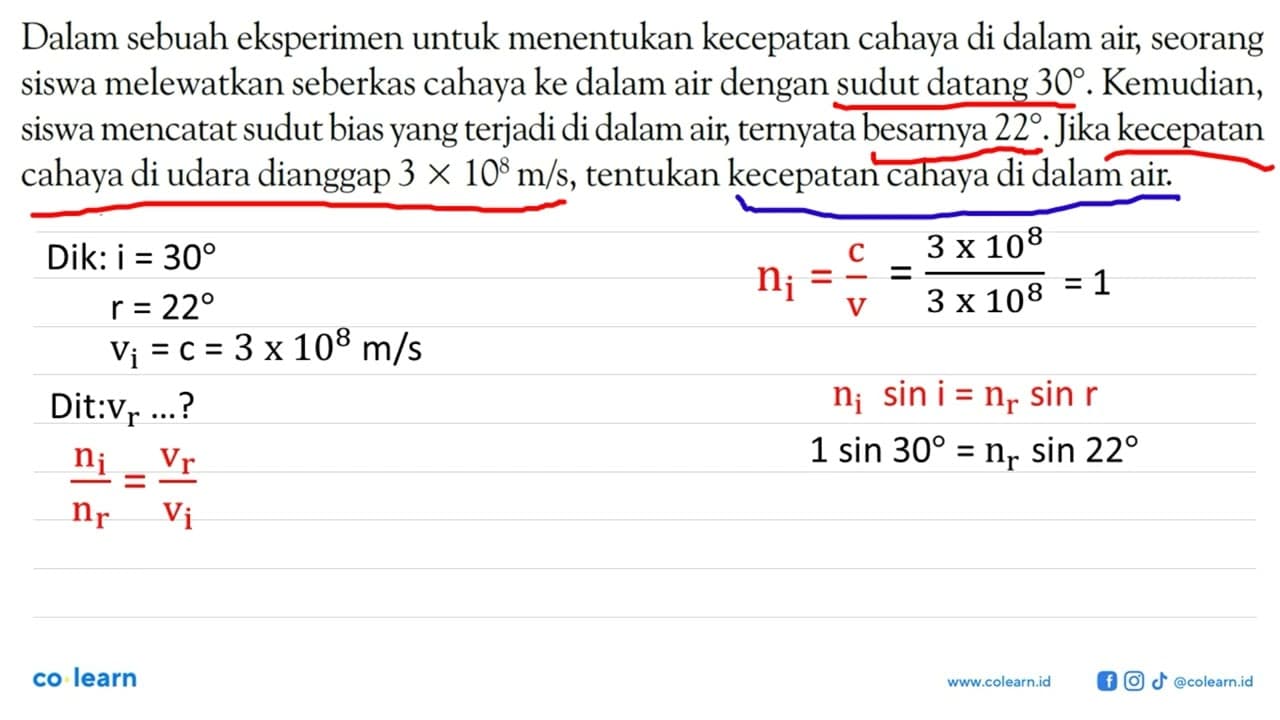 Dalam sebuah eksperimen untuk menentukan kecepatan cahaya