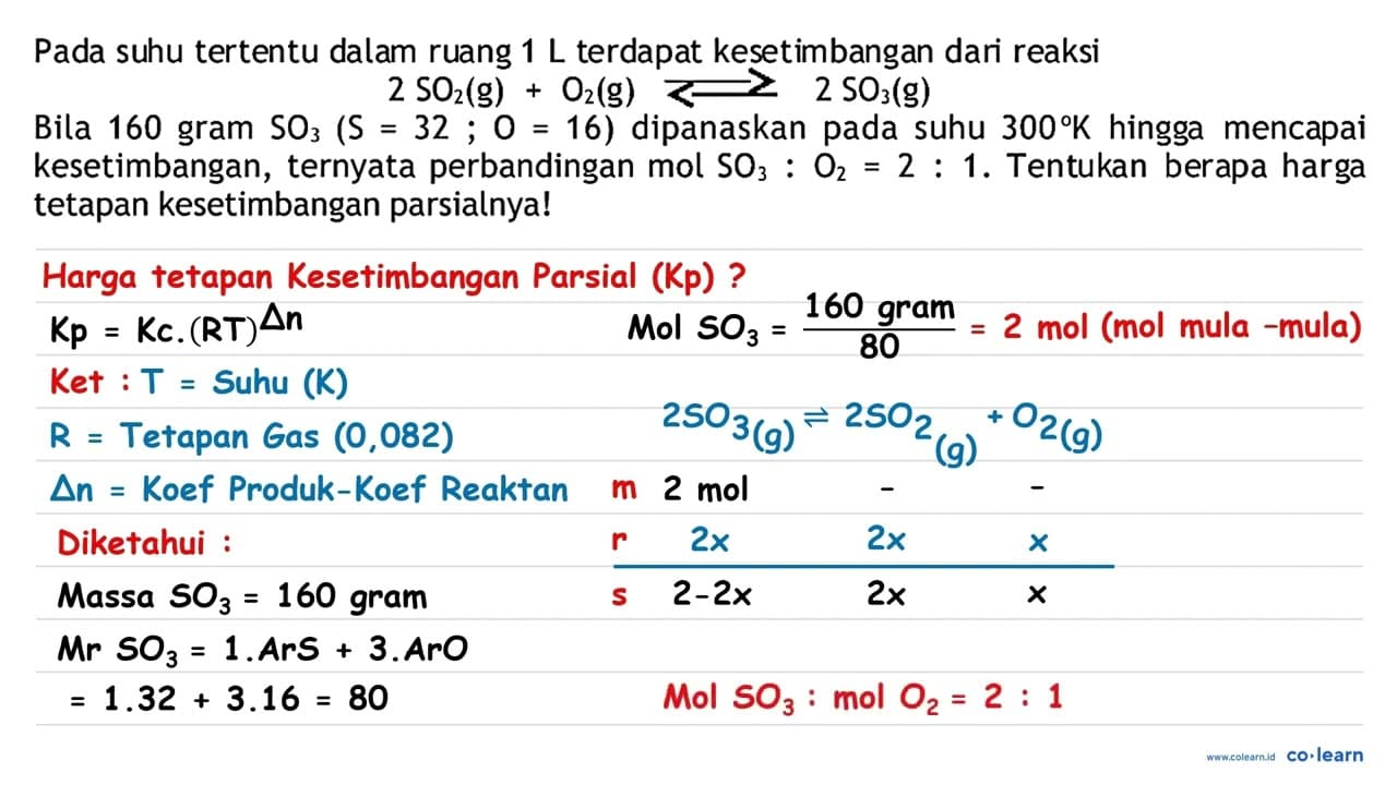 Pada suhu tertentu dalam ruang 1 L terdapat kesetimbangan