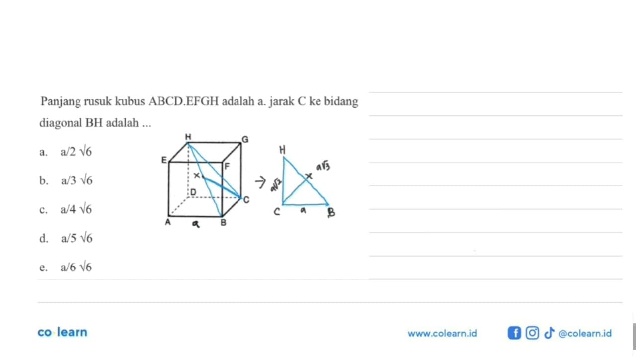 Panjang rusuk kubus ABCD.EFGH adalah a. jarak C ke bidang