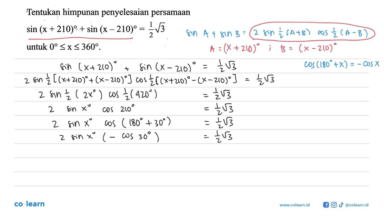 Tentukan himpunan penyelesaian persamaan