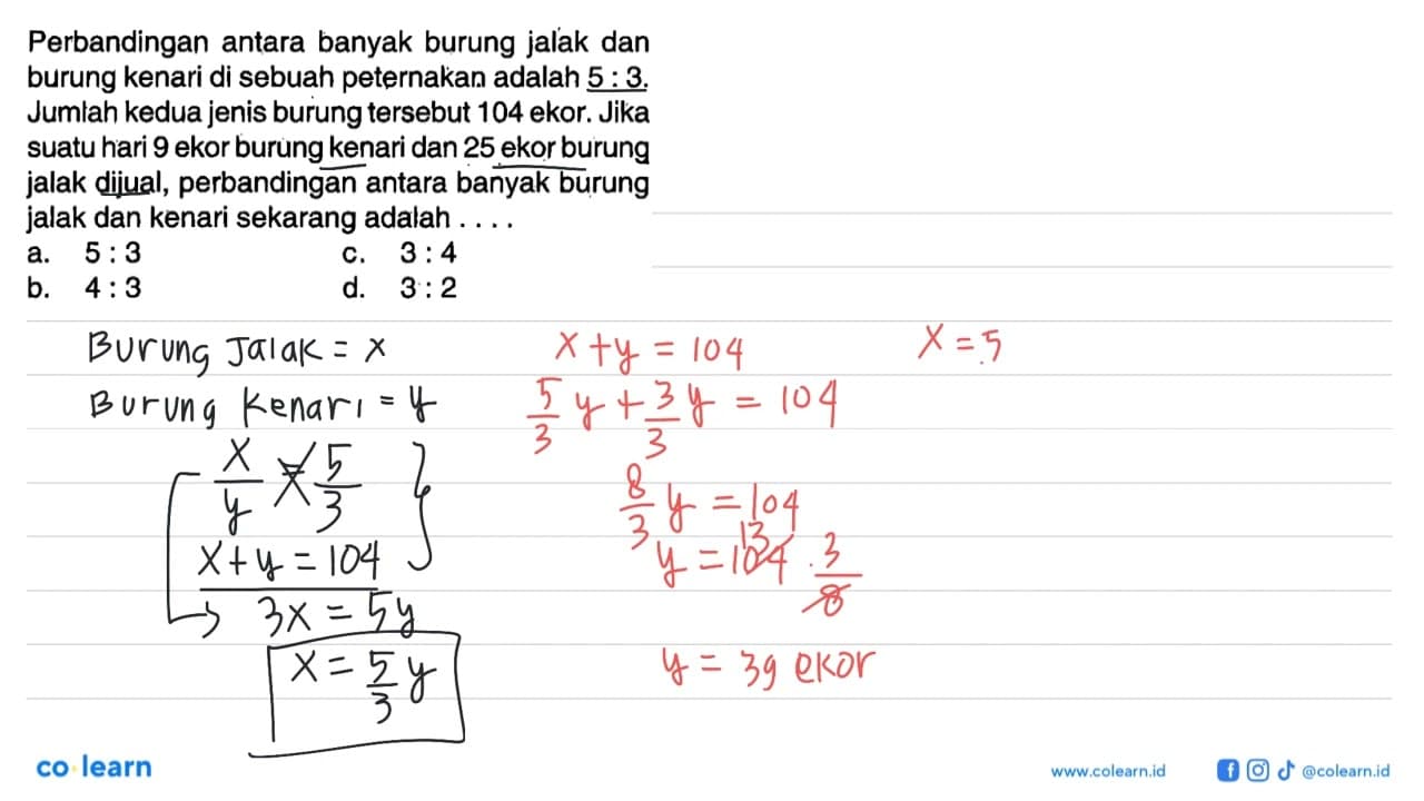 Perbandingan antara banyak burung jalak dan burung kenari