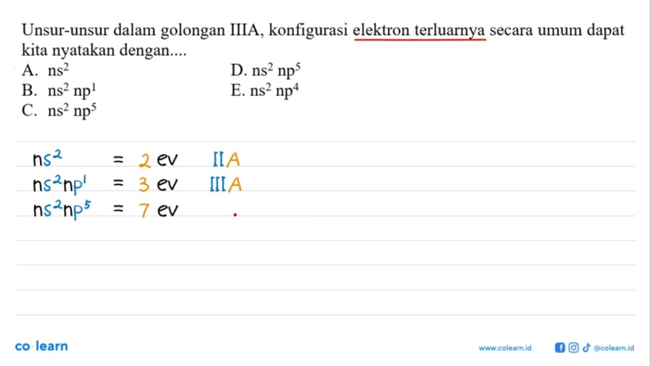 Unsur-unsur dalam golongan IIIA, konfigurasi elektron