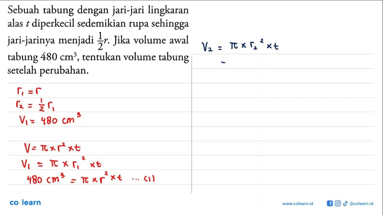 Sebuah tabung dengan jari-jari lingkaran alas t diperkecil