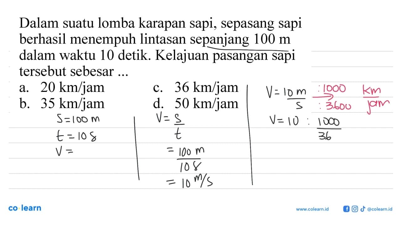 Dalam suatu lomba karapan sapi, sepasang sapi berhasil