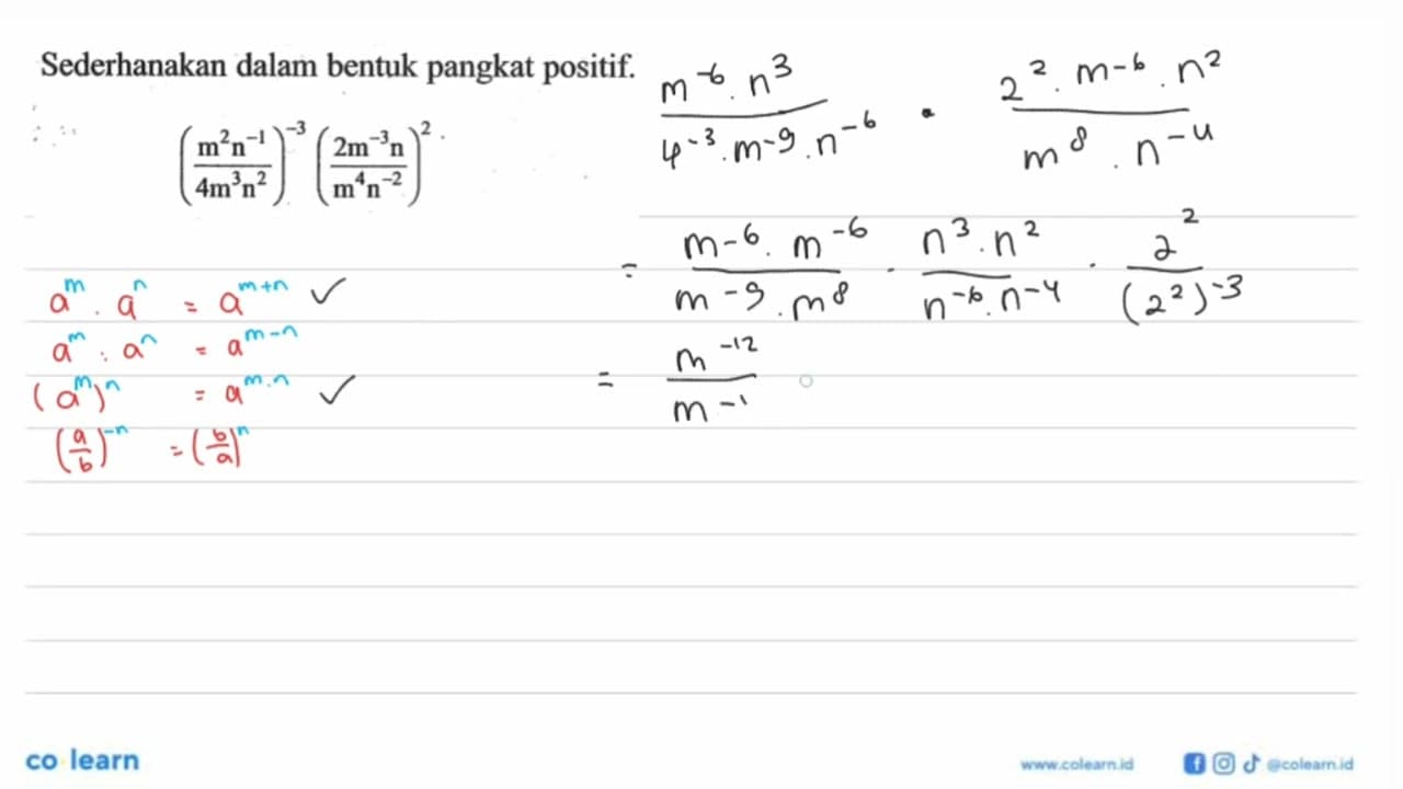 Sederhanakan dalam bentuk pangkat positif. ((m^(-2)