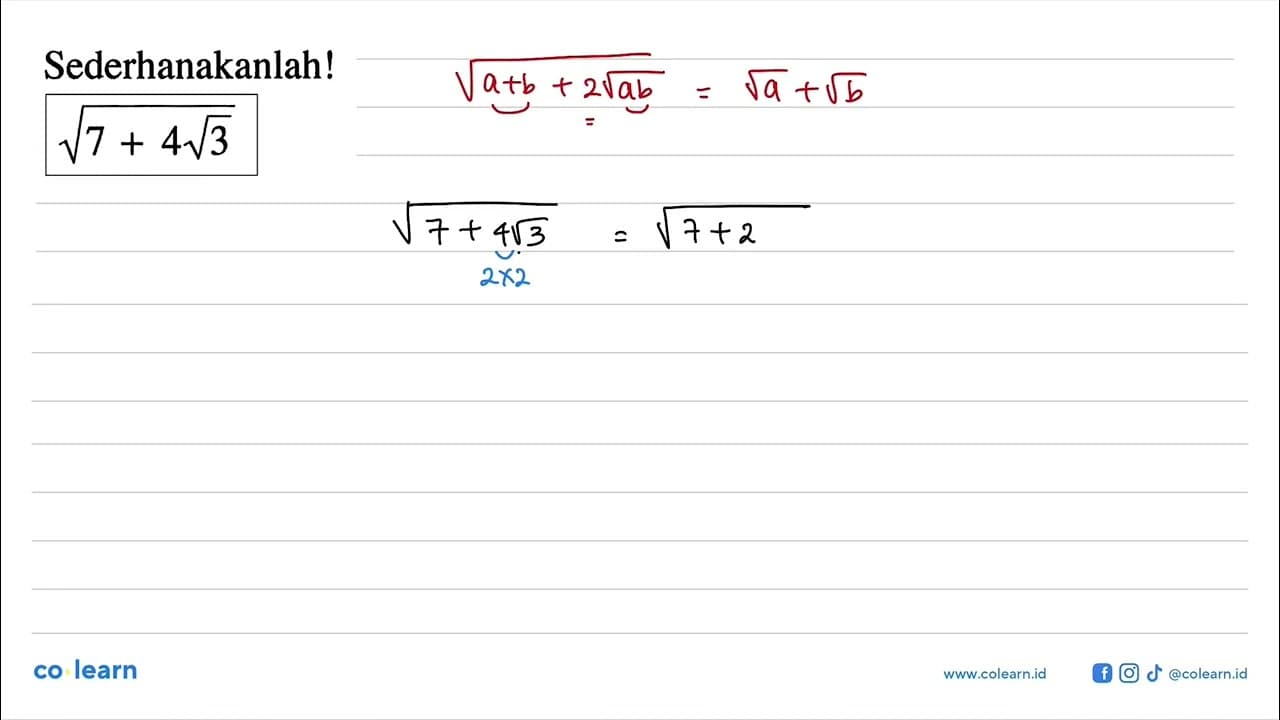 Sederhanakanlah! akar(7 + 4 akar(3))