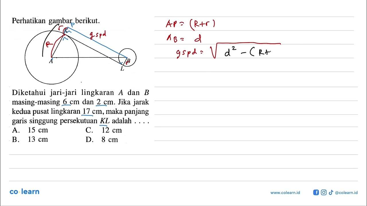 Perhatikan gambar berikut.Diketahui jari-jari lingkaran A