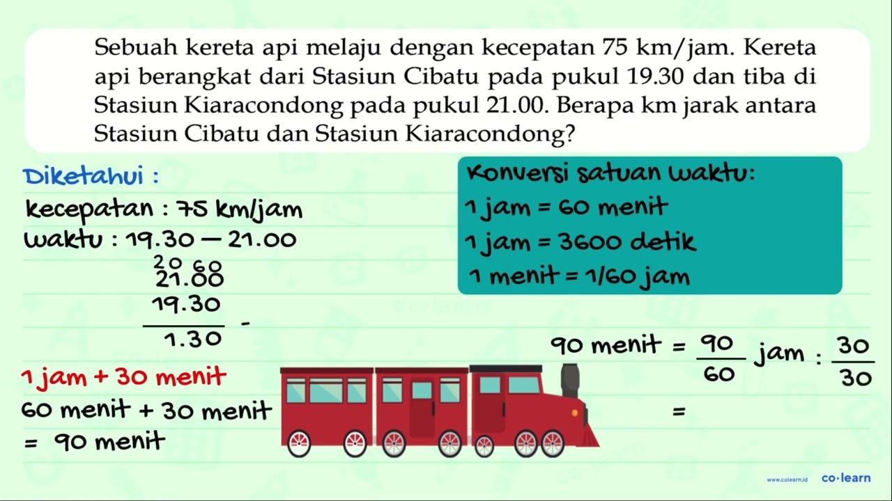 Sebuah kereta api melaju dengan kecepatan 75 km/jam. Kereta