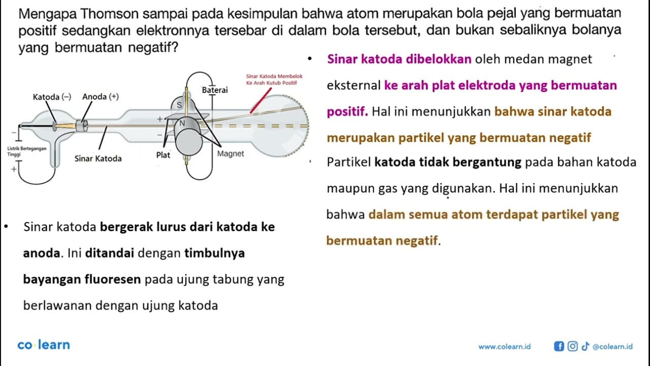 Mengapa Thomson sampai pada kesimpulan bahwa atom merupakan