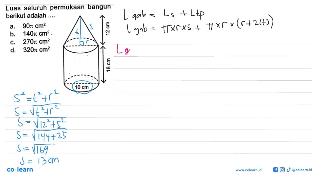 Luas seluruh permukaan bangun berikut adalah ... 12 cm 18