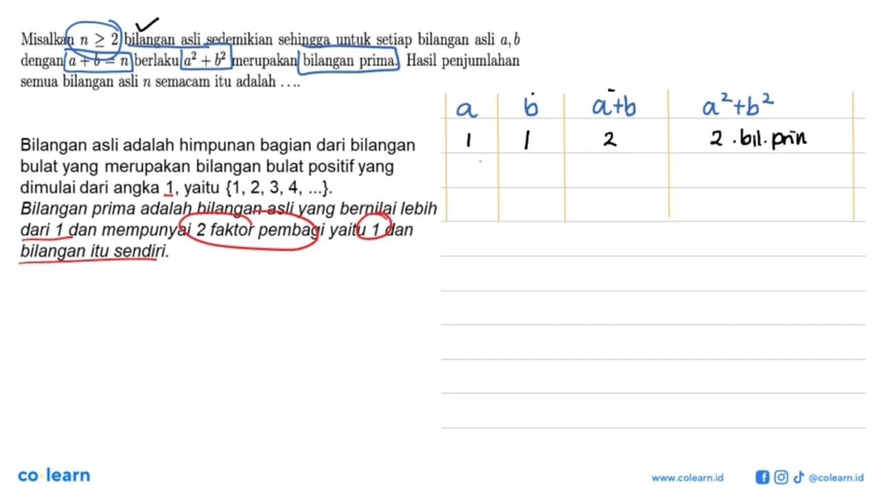 Misalkan n >= 2 bilangan asli sedemikian sehingga untuk