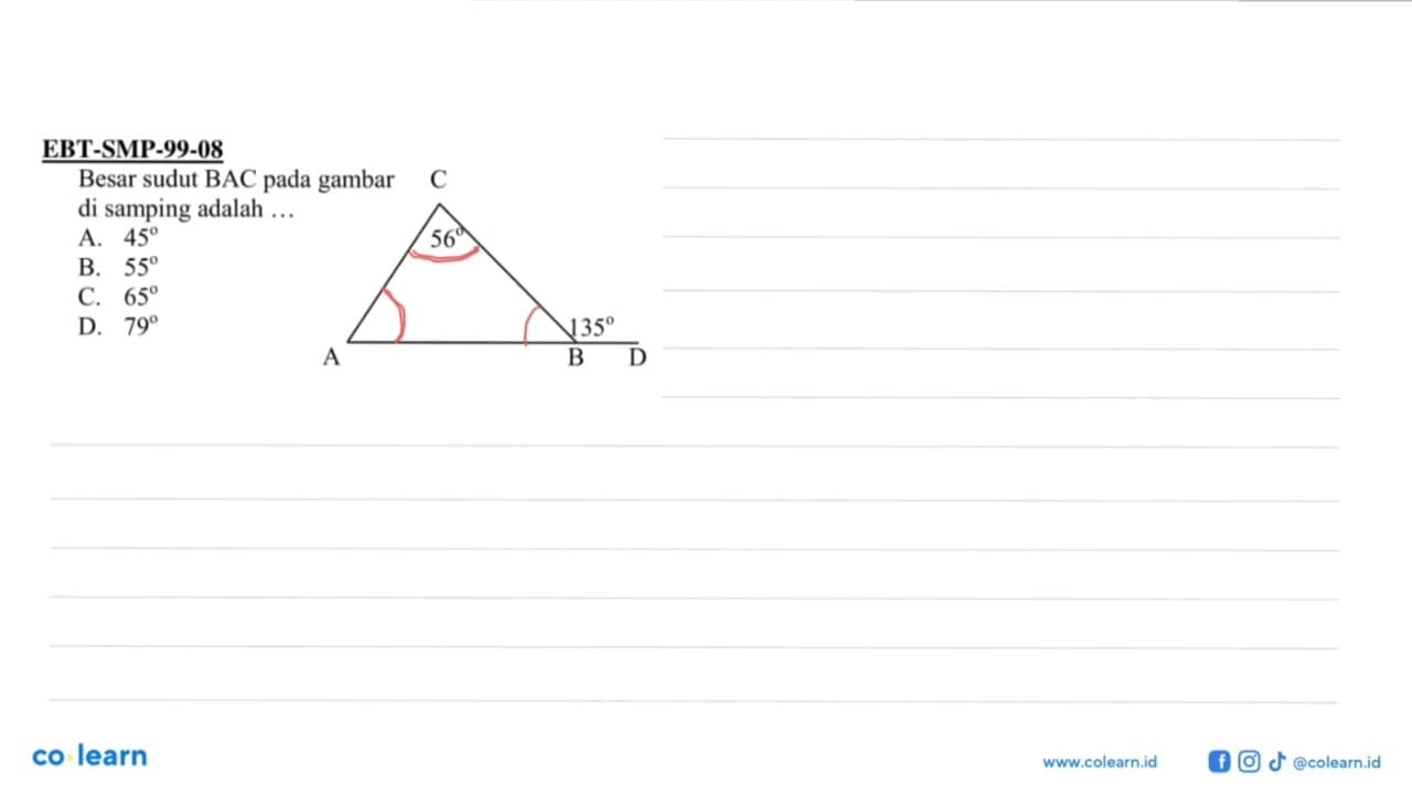 EBT-SMP-99-08Besar sudut BAC pada gambar di samping adalah