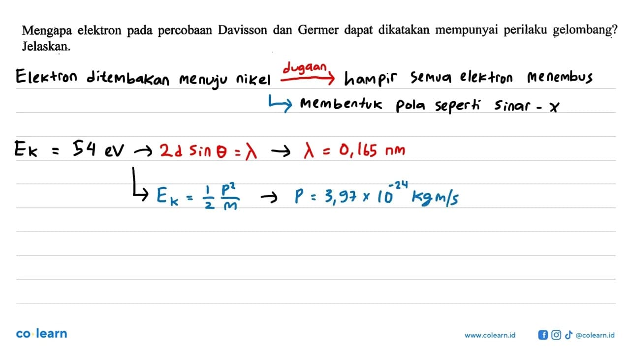 Mengapa elektron pada percobaan Davisson dan Germer dapat