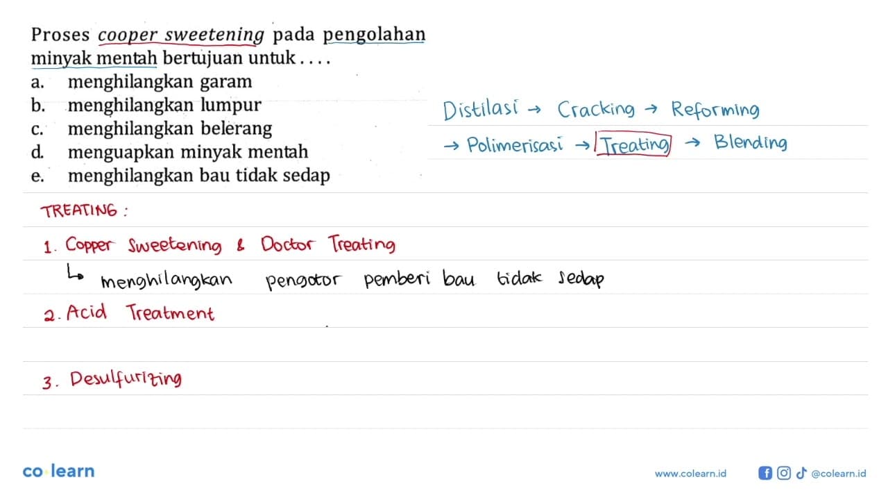 Proses cooper sweetening pada pengolahan minyak mentah