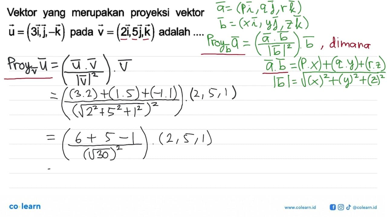 Vektor yang merupakan proyeksi vektor u=(3i,j,k) pada