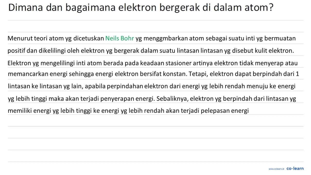 Dimana dan bagaimana elektron bergerak di dalam atom?