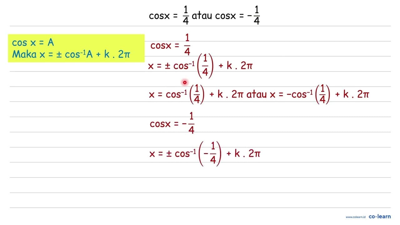 Diketahui persamaan trigonometri akar(4-4 sin ^(2) x)=