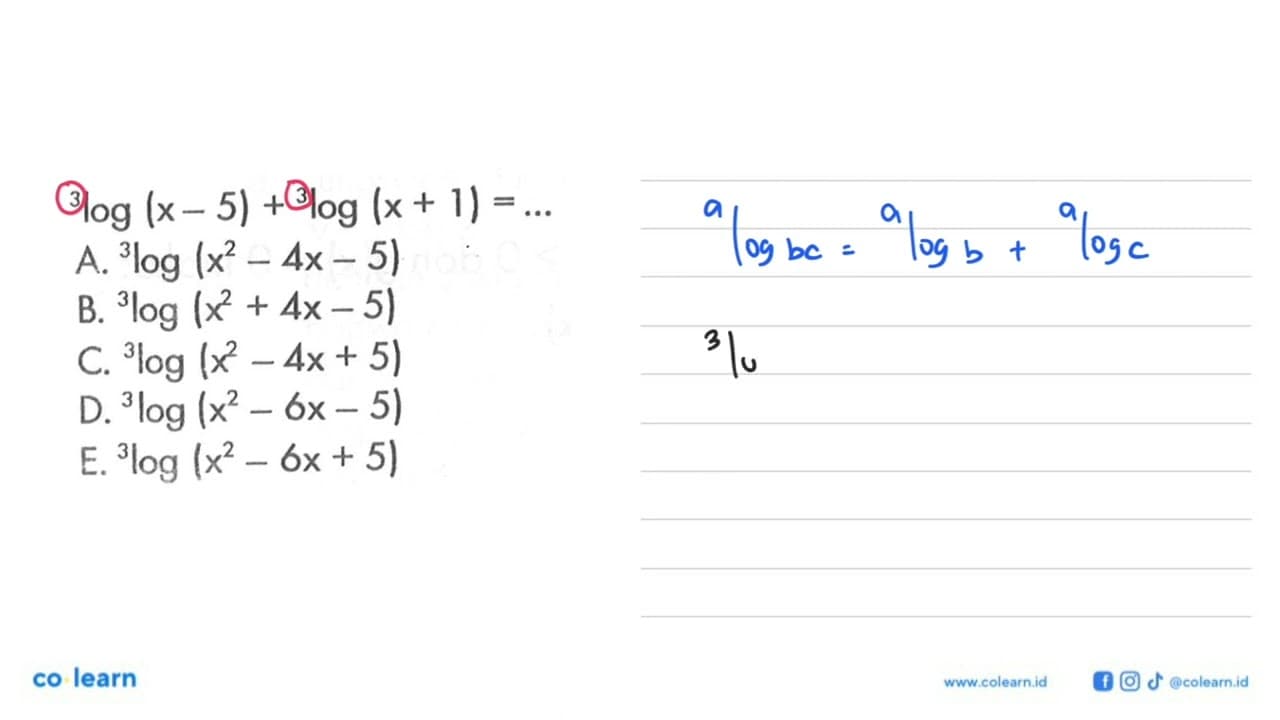 3log(x-5)+3log(x+1)= ...