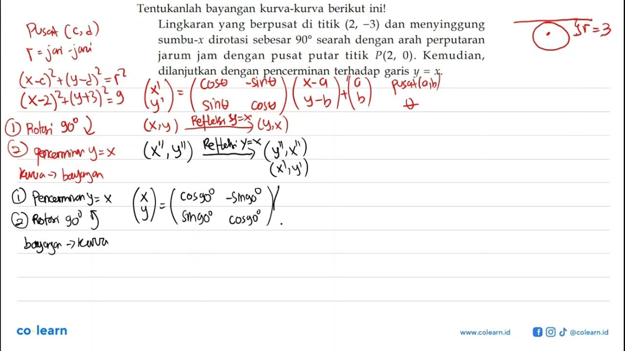 Tentukanlah bayangan kurva-kurva berikut ini! Lingkaran