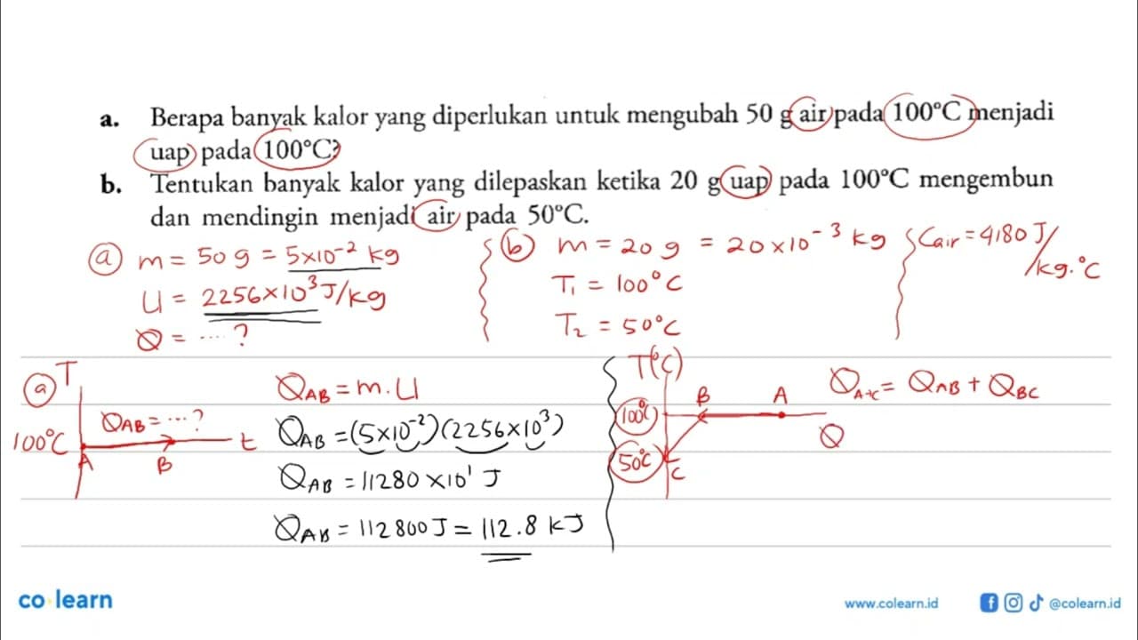 a. Berapa banyak kalor yang diperlukan untuk mengubah 50 g