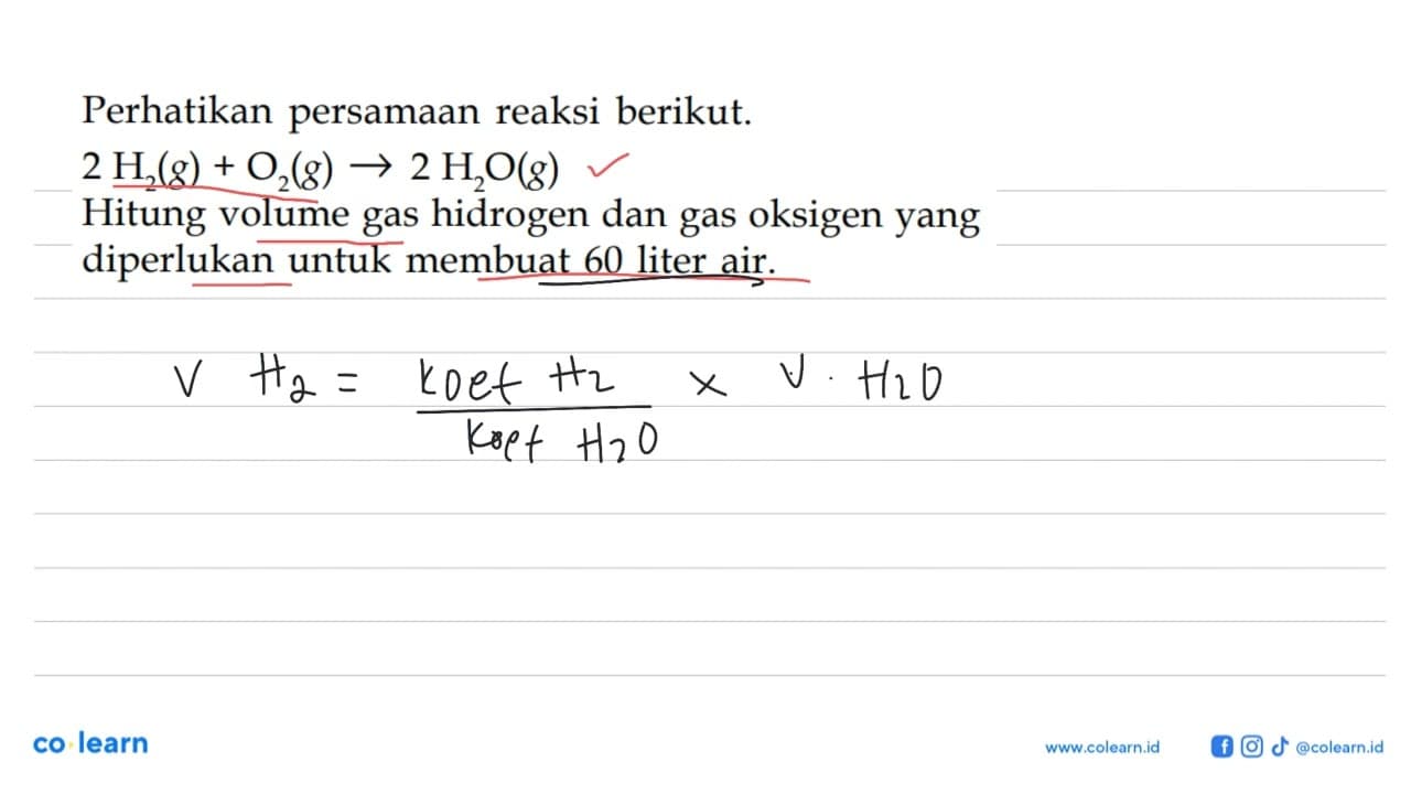 Perhatikan persamaan reaksi berikut. 2 H2(g)+O2(g) -> 2 H2