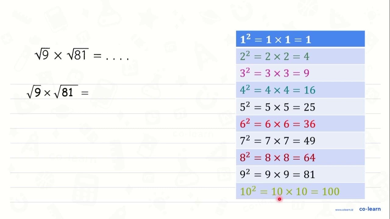 akar(9) x akar(81)=...