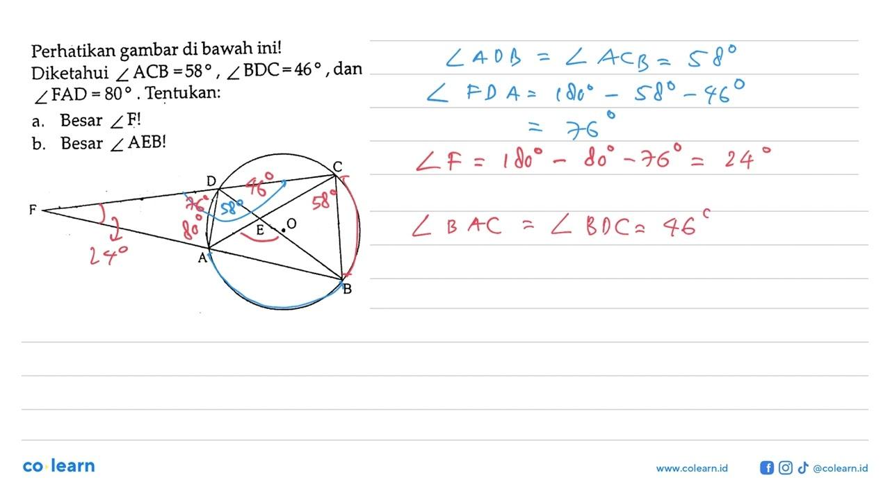 Perhatikan gambar di bawah ini!D C F A E O A BDiketahui