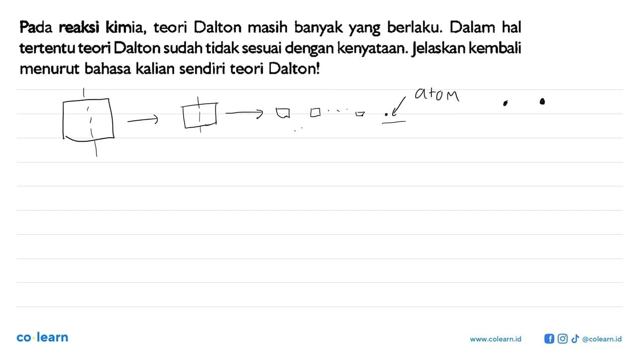 Pada reaksi kimia, teori Dalton masih banyak yang berlaku.