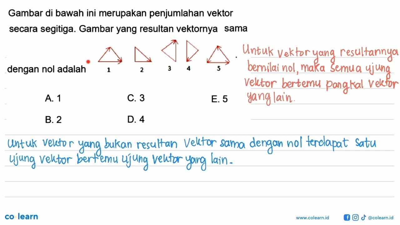 Gambar di bawah ini merupakan penjumlahan vektor secara