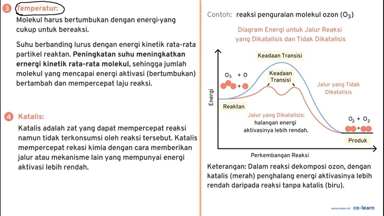 Pada suhu 60 C laju reaksi berlangsung 27 x 10^(-2) M / dt