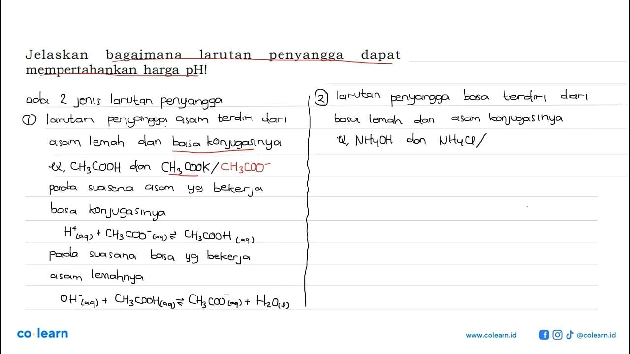 Jelaskan bagaimana larutan penyangga dapat mempertahankan