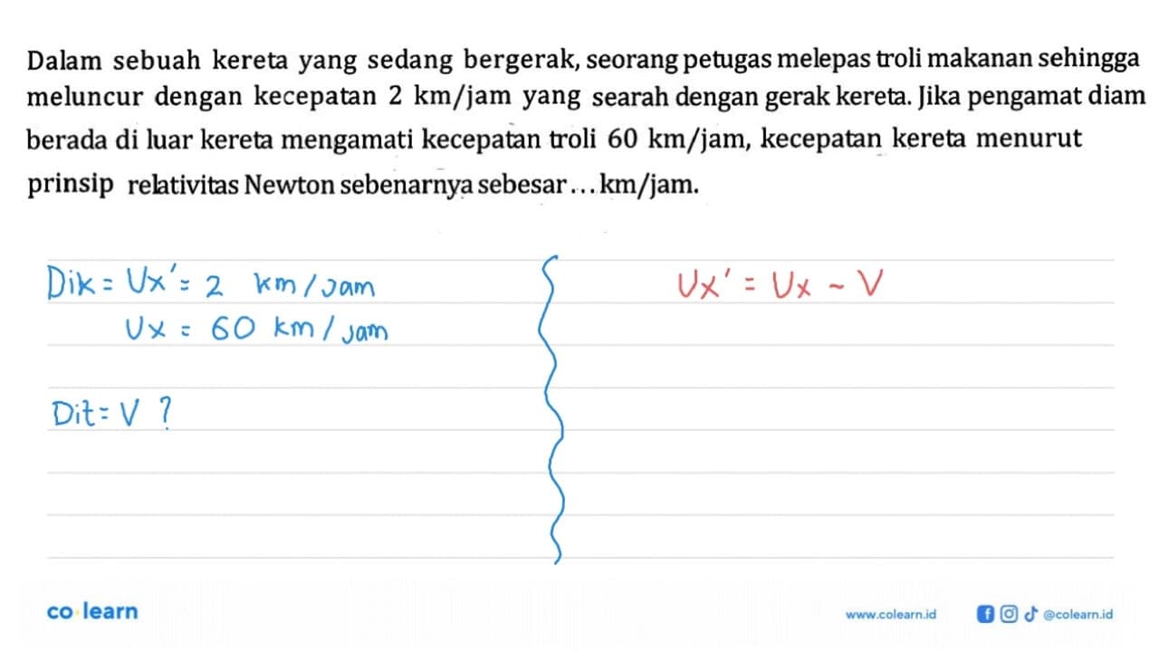 Dalam sebuah kereta yang sedang bergerak, seorang petugas