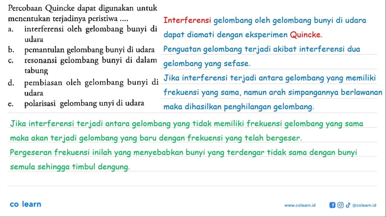 Percobaan Quincke dapat digunakan untuk menentukan