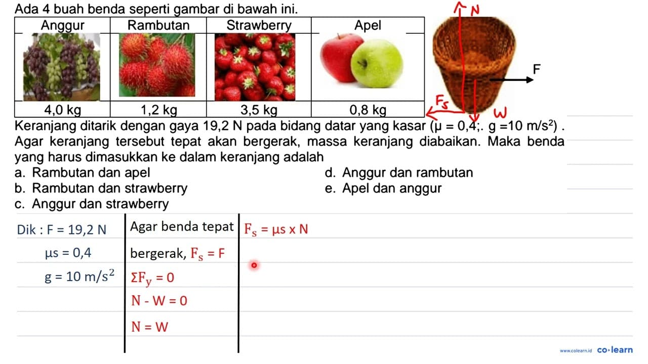 Ada 4 buah benda seperti gambar di bawah ini. Keranjang