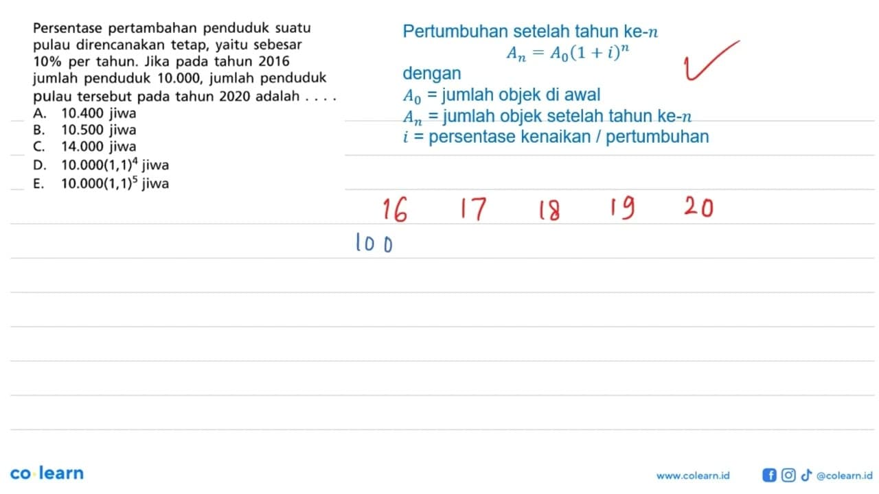 Persentase pertambahan penduduk suatu pulau direncanakan