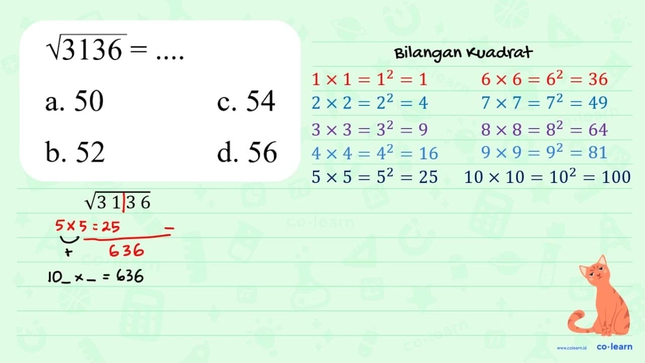 akar(3136) = ...