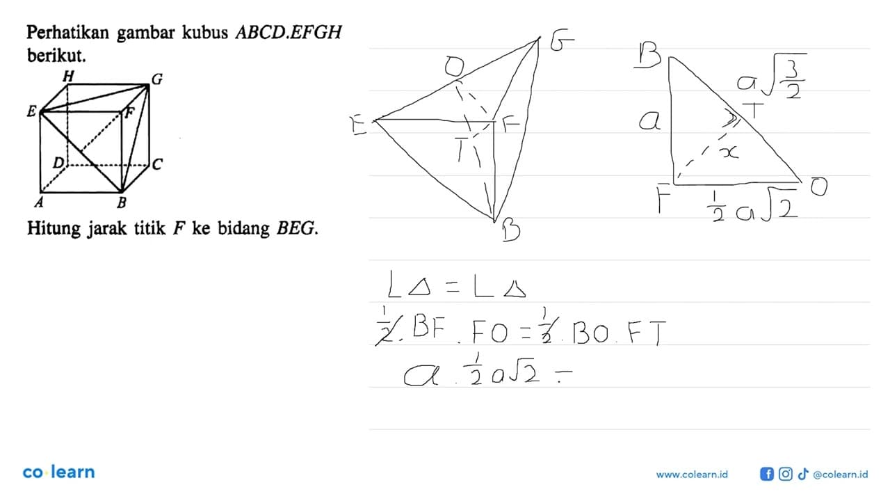 Perhatikan gambar kubus ABCD.EFGH berikut. Hitung jarak