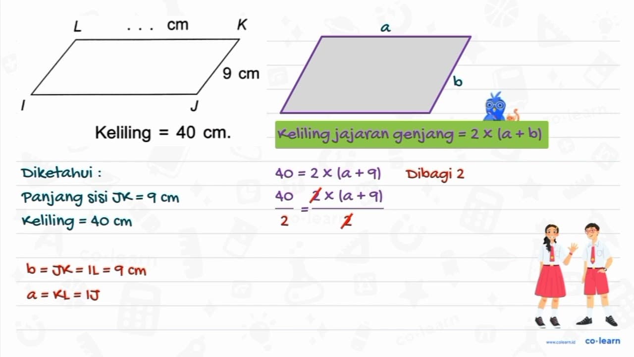 Keliling =40 cm .