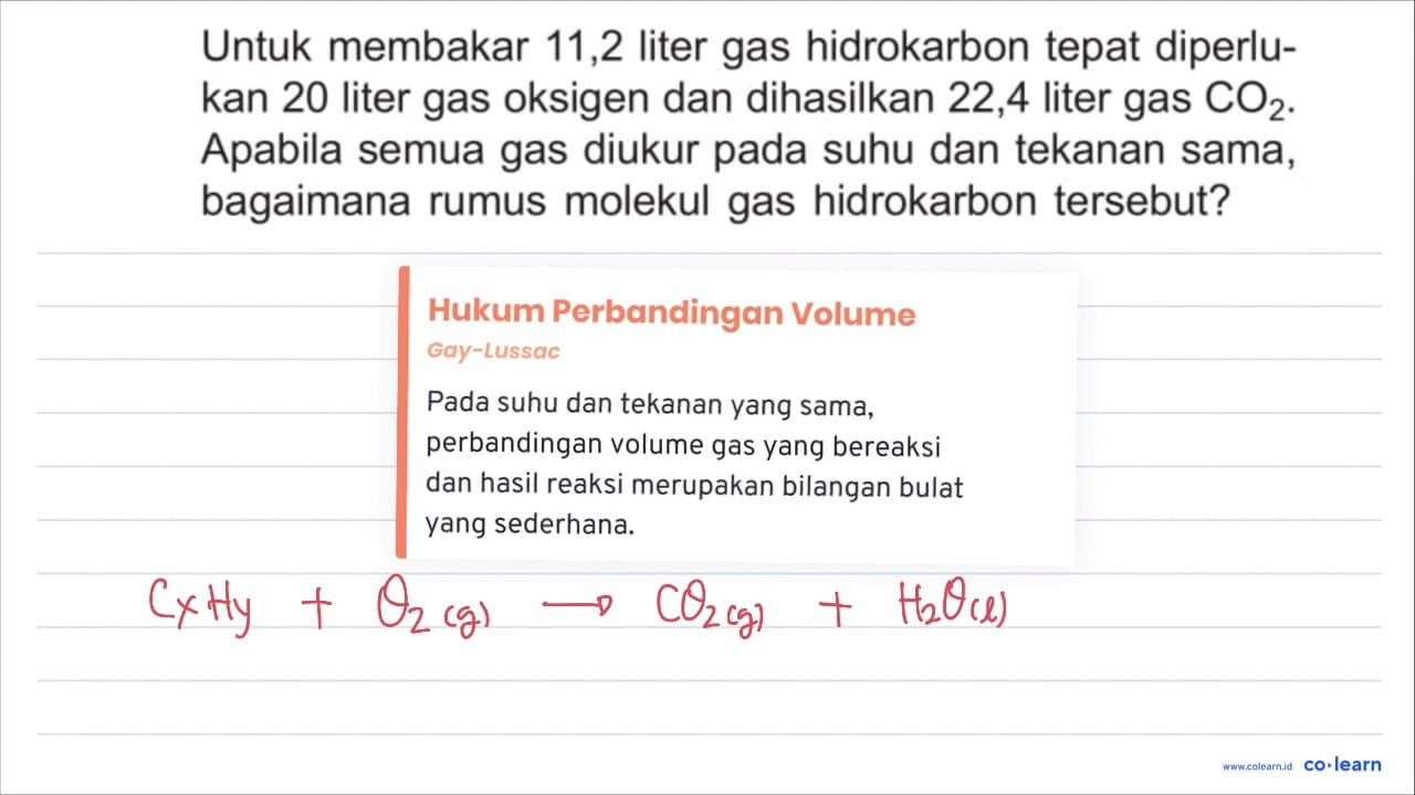 Untuk membakar 11,2 liter gas hidrokarbon tepat diperlukan