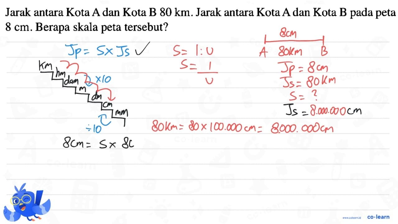 Jarak antara Kota A dan Kota B 80 km. Jarak antara Kota A