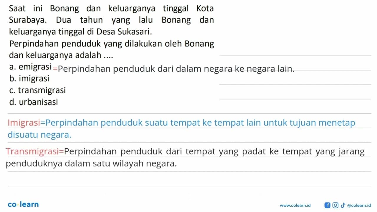 Saat ini Bonang dan keluarganya tinggal Kota Surabaya. Dua