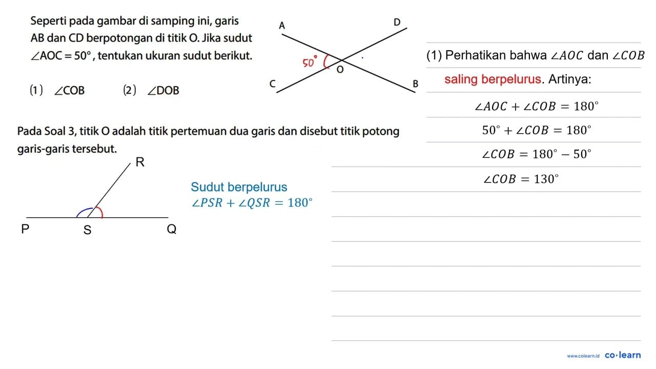 Seperti pada gambar di samping ini, garis AB dan CD