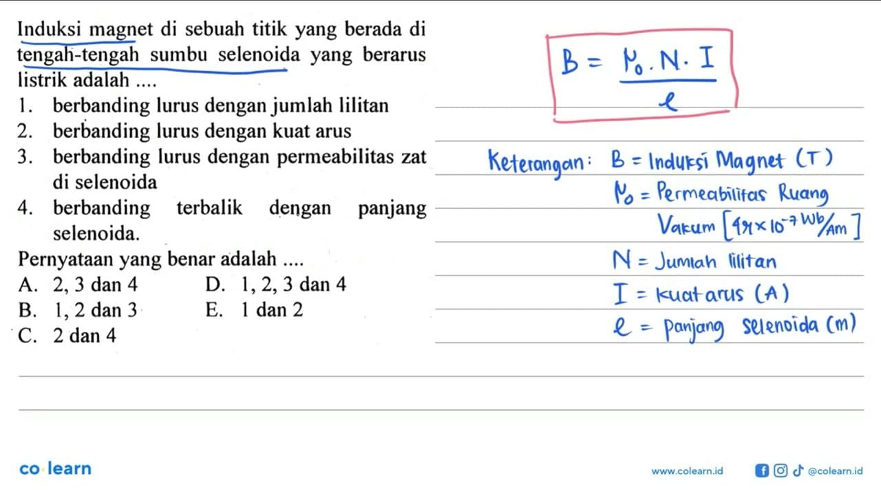 Induksi magnet di sebuah titik yang berada di tengah-tengah