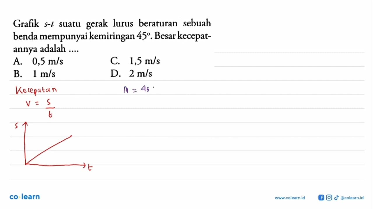 Grafik s - t suatu gerak lurus beraturan sebuah benda