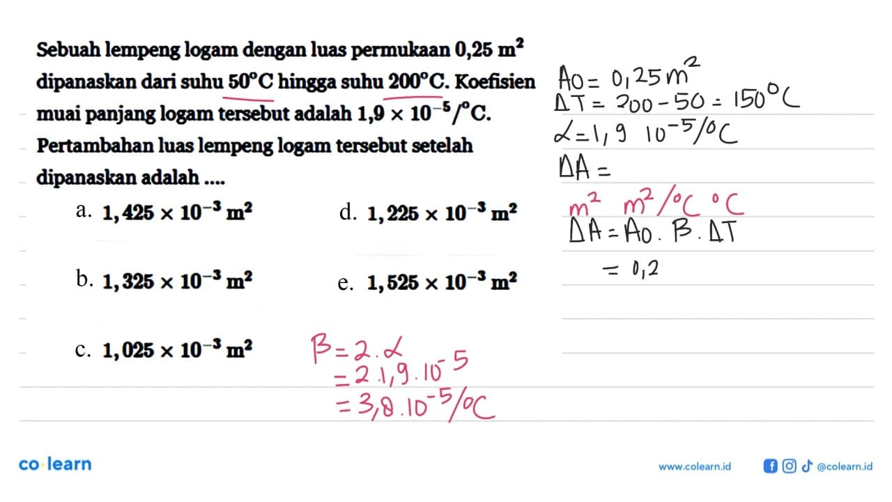 Sebuah lempeng logam dengan luas permukaan 0,25 m^2