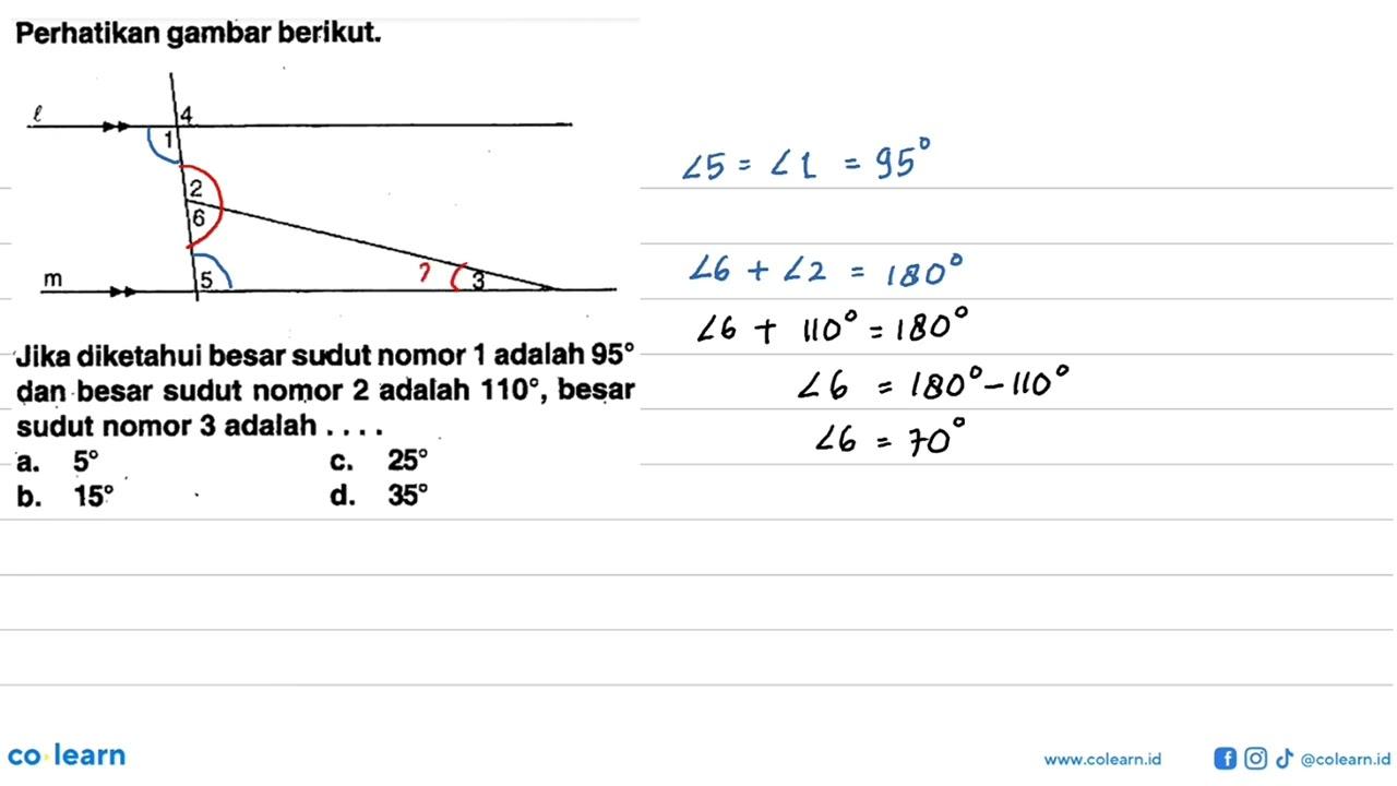 Perhatikan gambar berikut.Jika diketahui besar sudut nomor