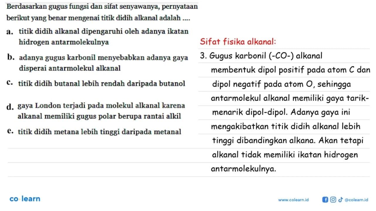 Berdasarkan gugus fungsi dan sifat senyawanya, pernyataan