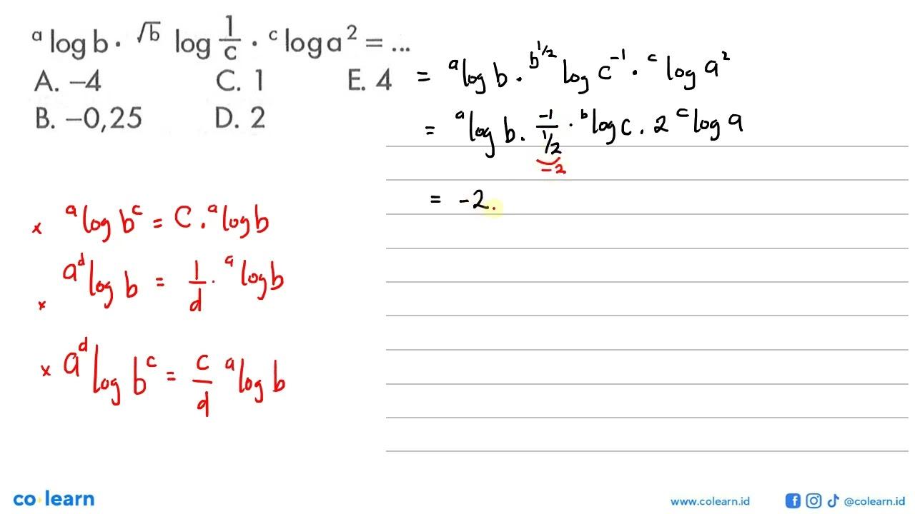 alogb.akar(b)log(1/c).clog(a^2)= ...